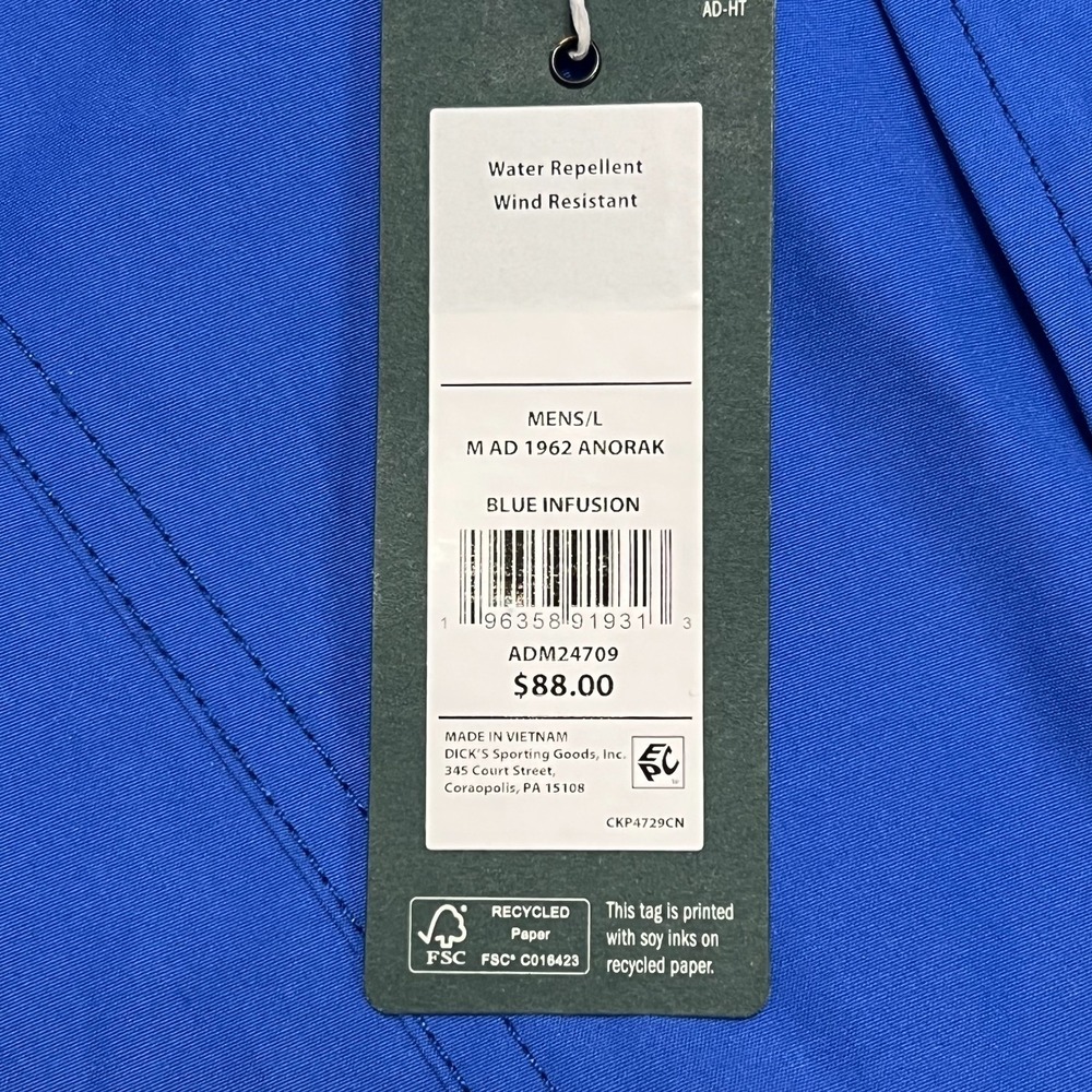 Alpine Design Anorak Pullover Jacket Mens L Blue Hooded Wind Water Resistant NWT - Picture 7 of 11